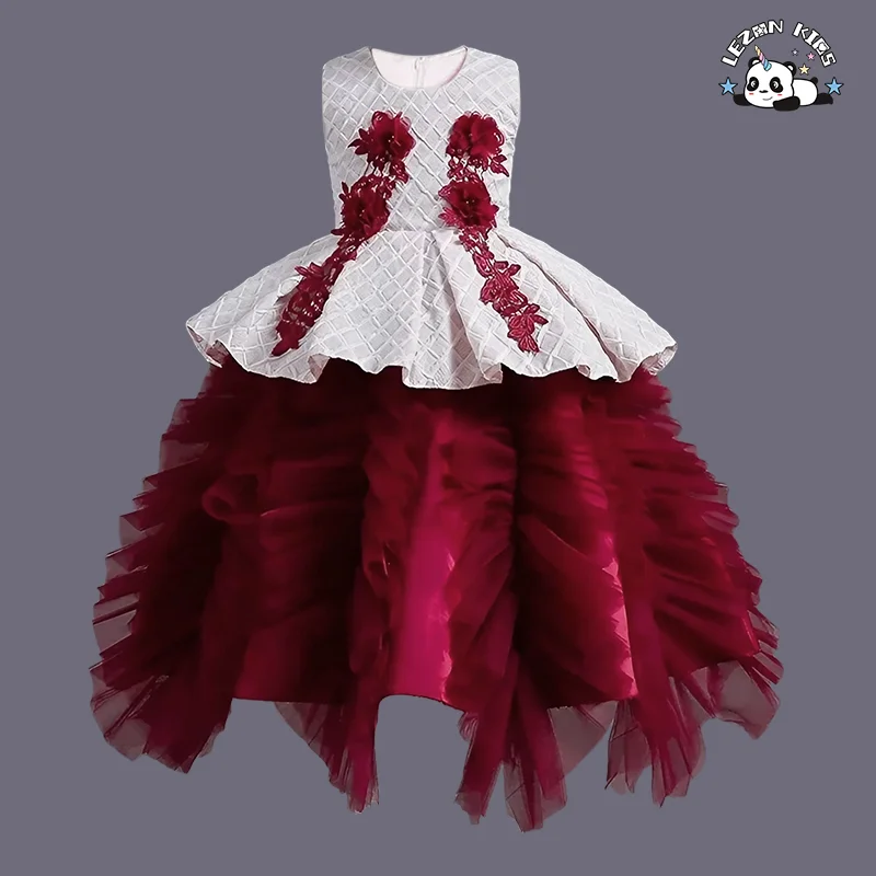 LEZONKIDS - Children's princess dress baby girl host evening dress trendy in summer for flower girl dress for 2 years to 7year